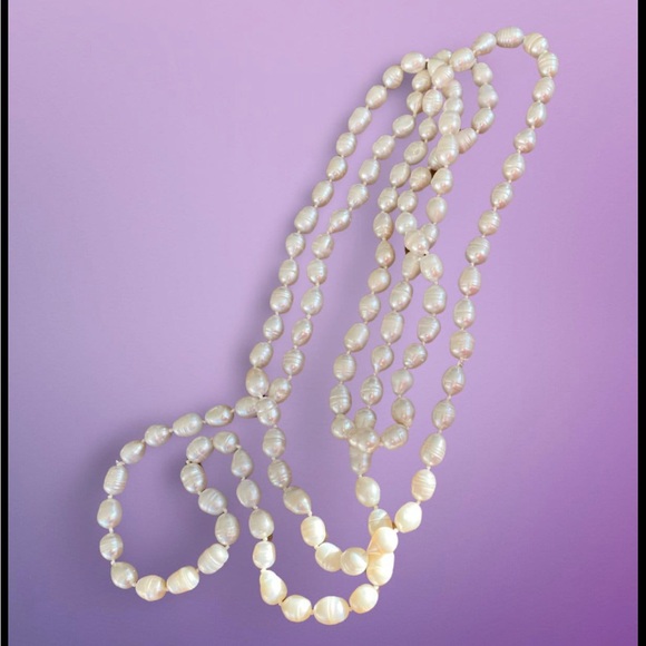 3 Strand Round Pearl Necklace, Pearl Necklaces - Picture 3 of 3